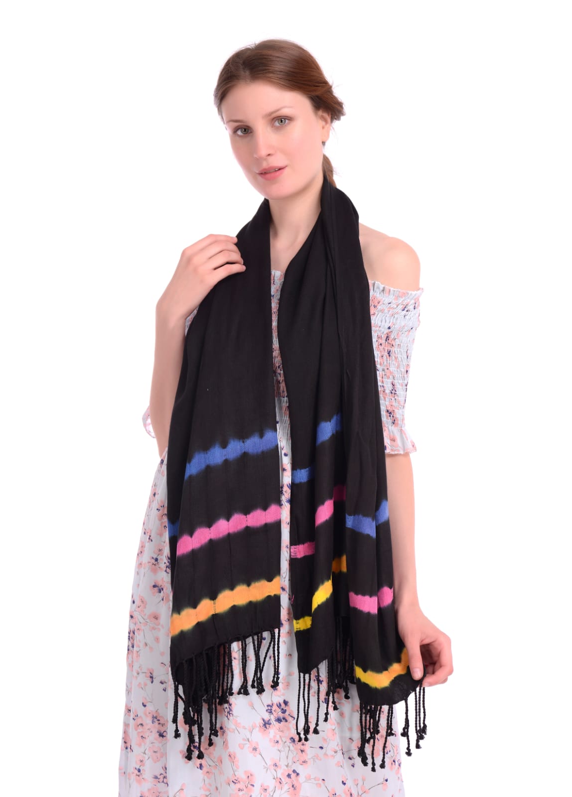 Palatt Striped, Printed Viscose Scarf - Palatt