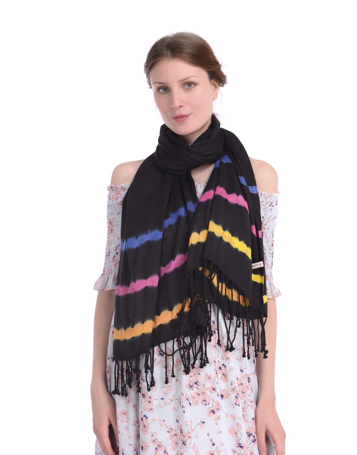 Palatt Striped, Printed Viscose Scarf - Palatt