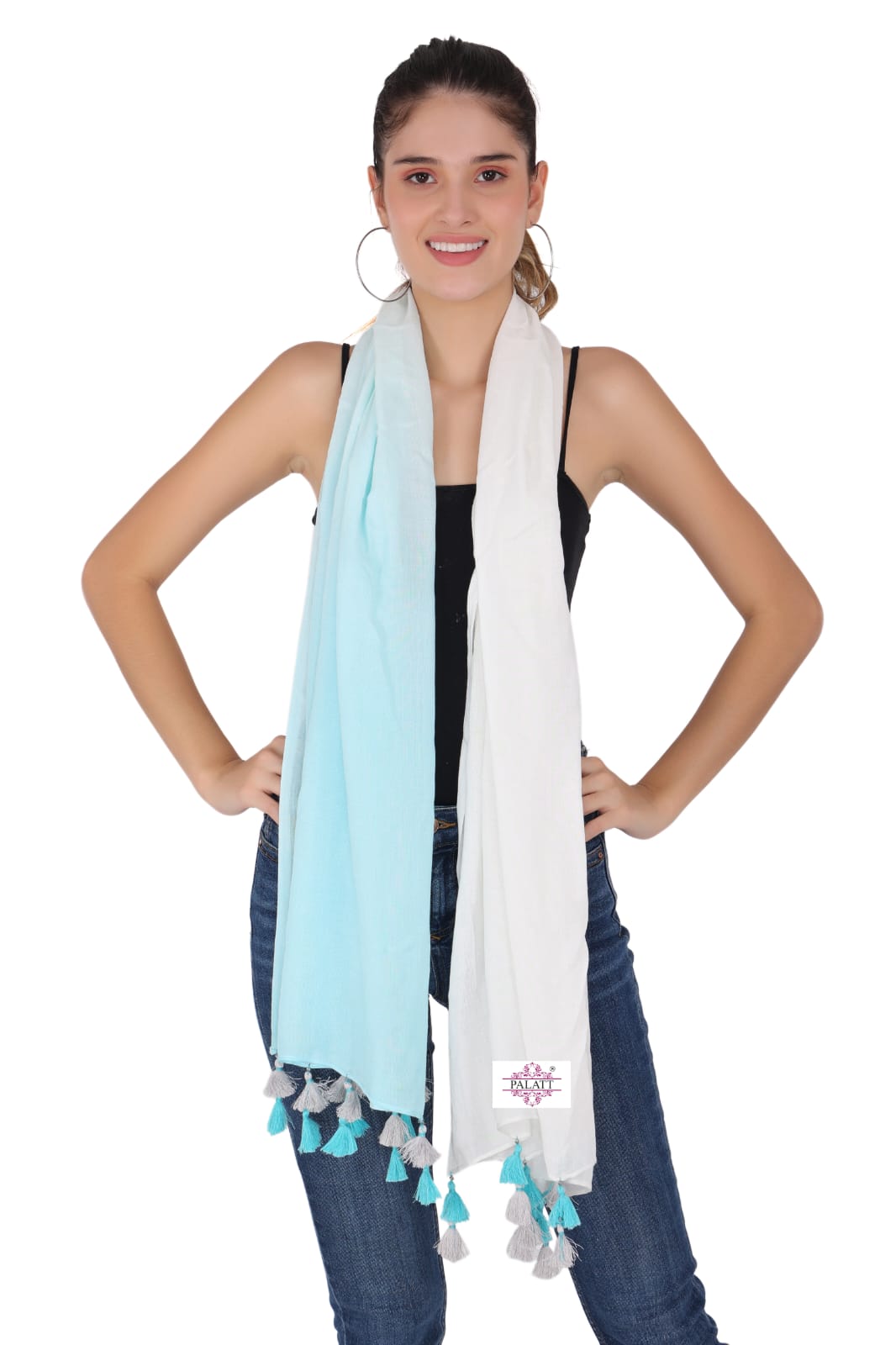 Palatt Solid, Self Design Cotton Blend Scarf - Palatt